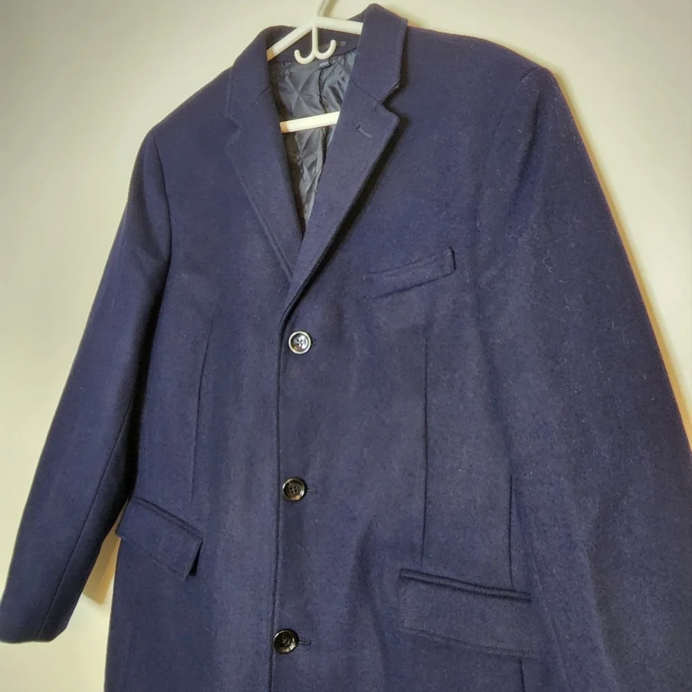 J. Crew Thompson Topcoat Navy Wool Winter Office Elegant Mens Luxury Preppy
